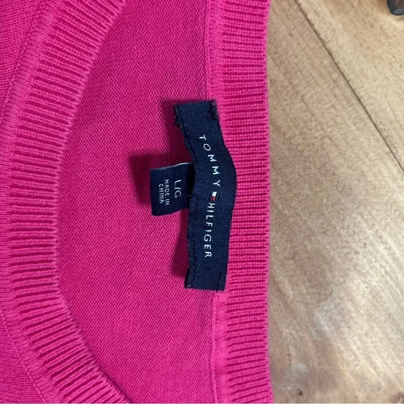 Vintage Tommy Hilfiger Heart Sweater Crew Neck Pink Sz Large - Picture 5 of 10
